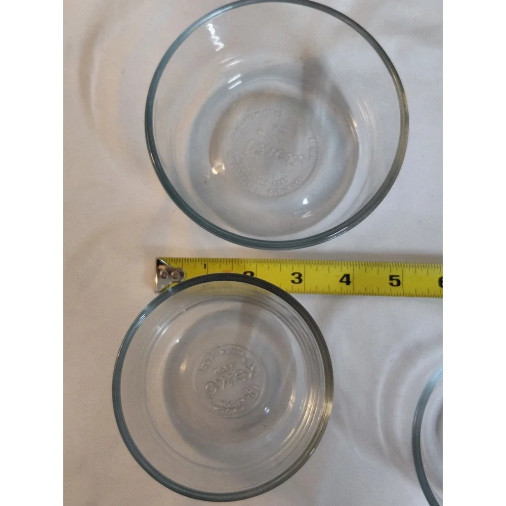 Vintage Pyrex Clear Glass Storage Dishes Round Lot of 3 Cups 7200 7201 USA